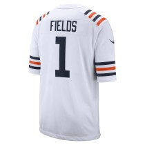 Men's Chicago Bears Justin Fields Number 1 Nike White Alternate Classic Game Jersey