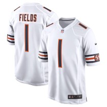 Men's Chicago Bears Justin Fields Number 1 Nike White Player Game Jersey