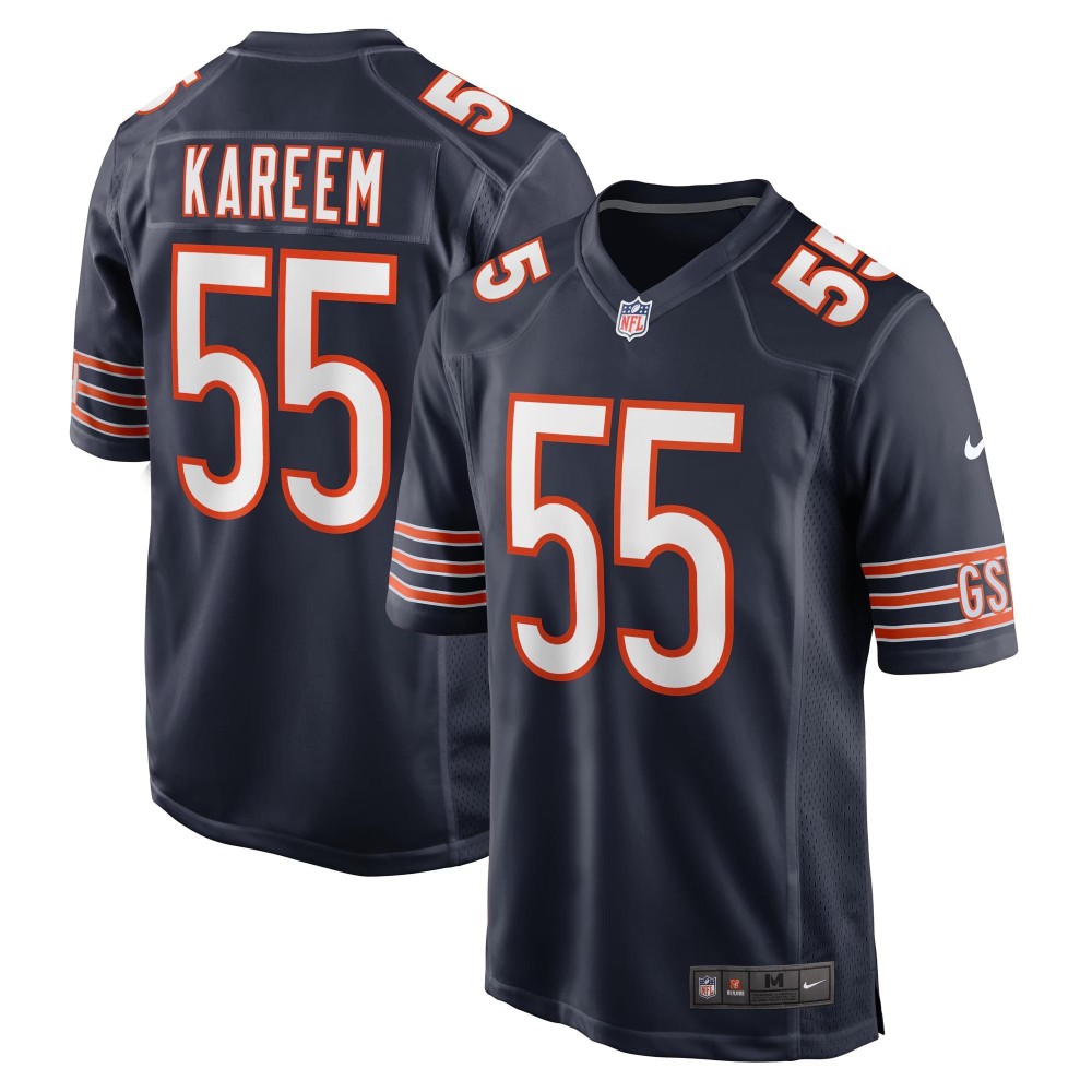 Men's Chicago Bears Khalid Kareem Number 55 Nike Navy Team Game Jersey