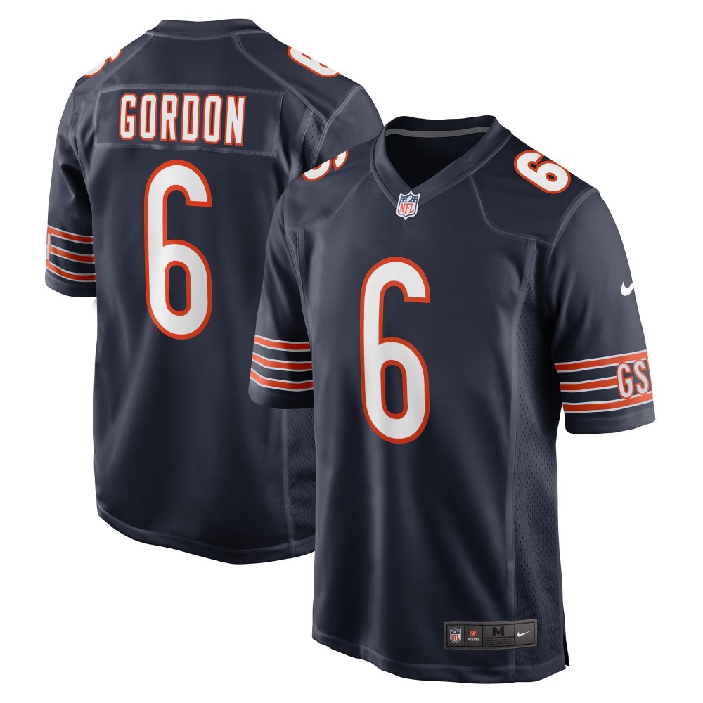 Men's Chicago Bears Kyler Gordon Number 6 Nike Navy Game Player Jersey