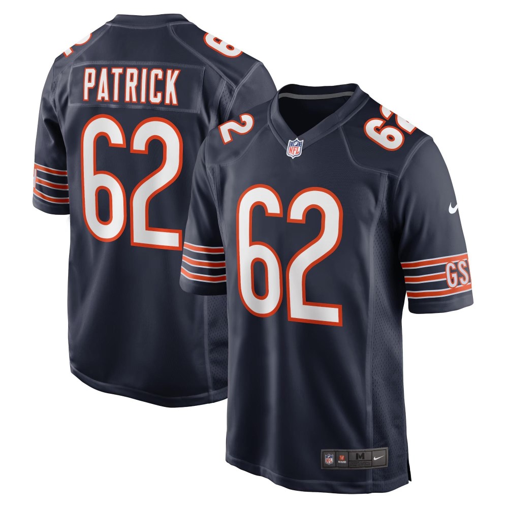 Men's Chicago Bears Lucas Patrick Number 62 Nike Navy Game Jersey