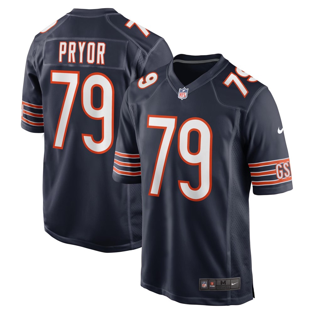 Men's Chicago Bears Matt Pryor Number 79 Nike Navy Game Jersey