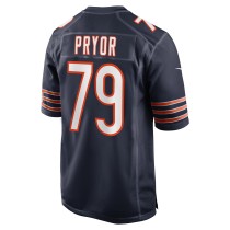 Men's Chicago Bears Matt Pryor Number 79 Nike Navy Game Jersey