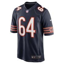 Men's Chicago Bears Nate Davis Number 64 Nike Navy Game Jersey