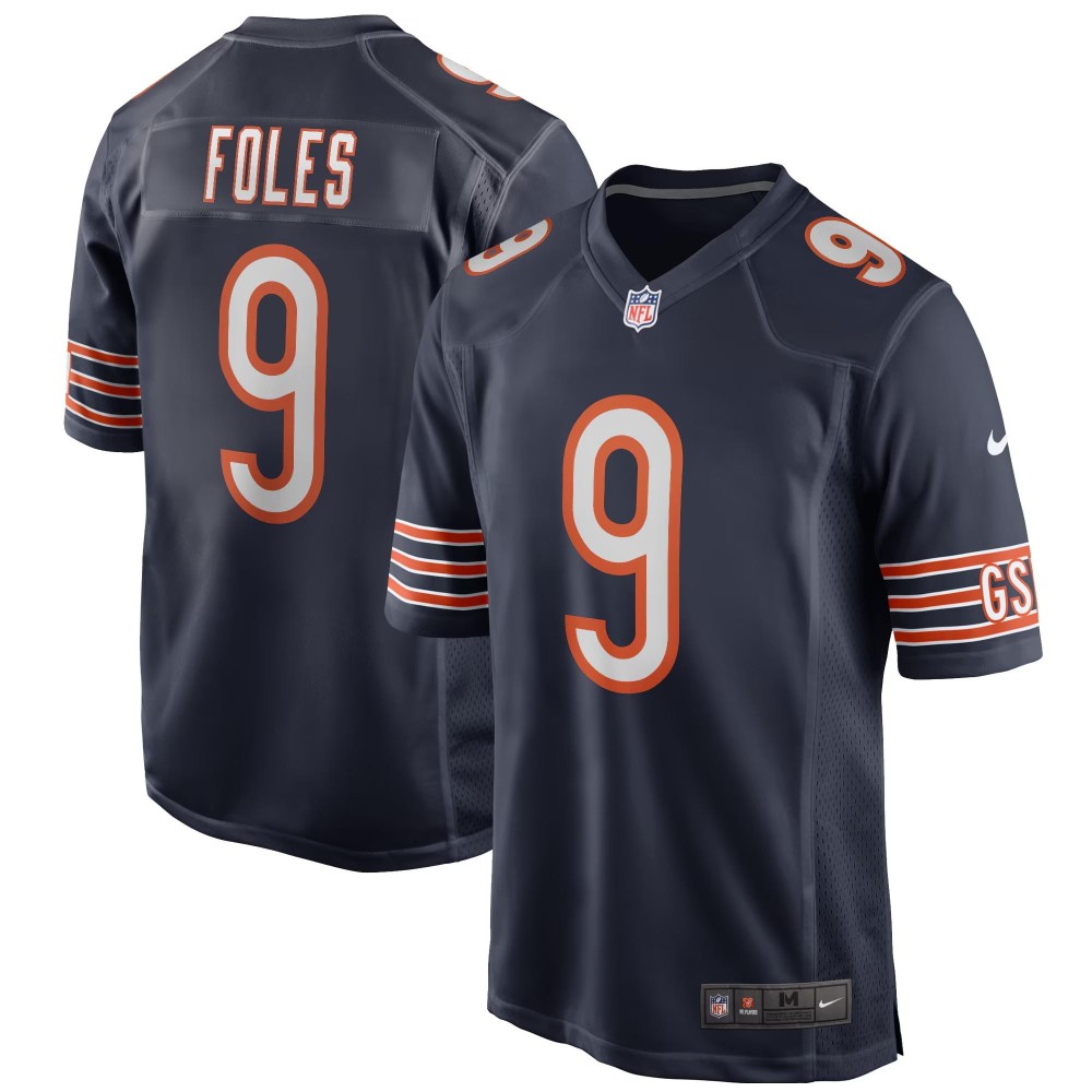 Men's Chicago Bears Nick Foles Number 9 Nike Navy Game Player Jersey