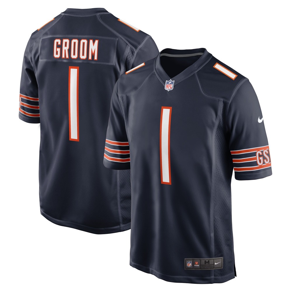 Men's Chicago Bears Groom Number 1 Nike Navy Game Jersey