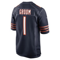 Men's Chicago Bears Groom Number 1 Nike Navy Game Jersey