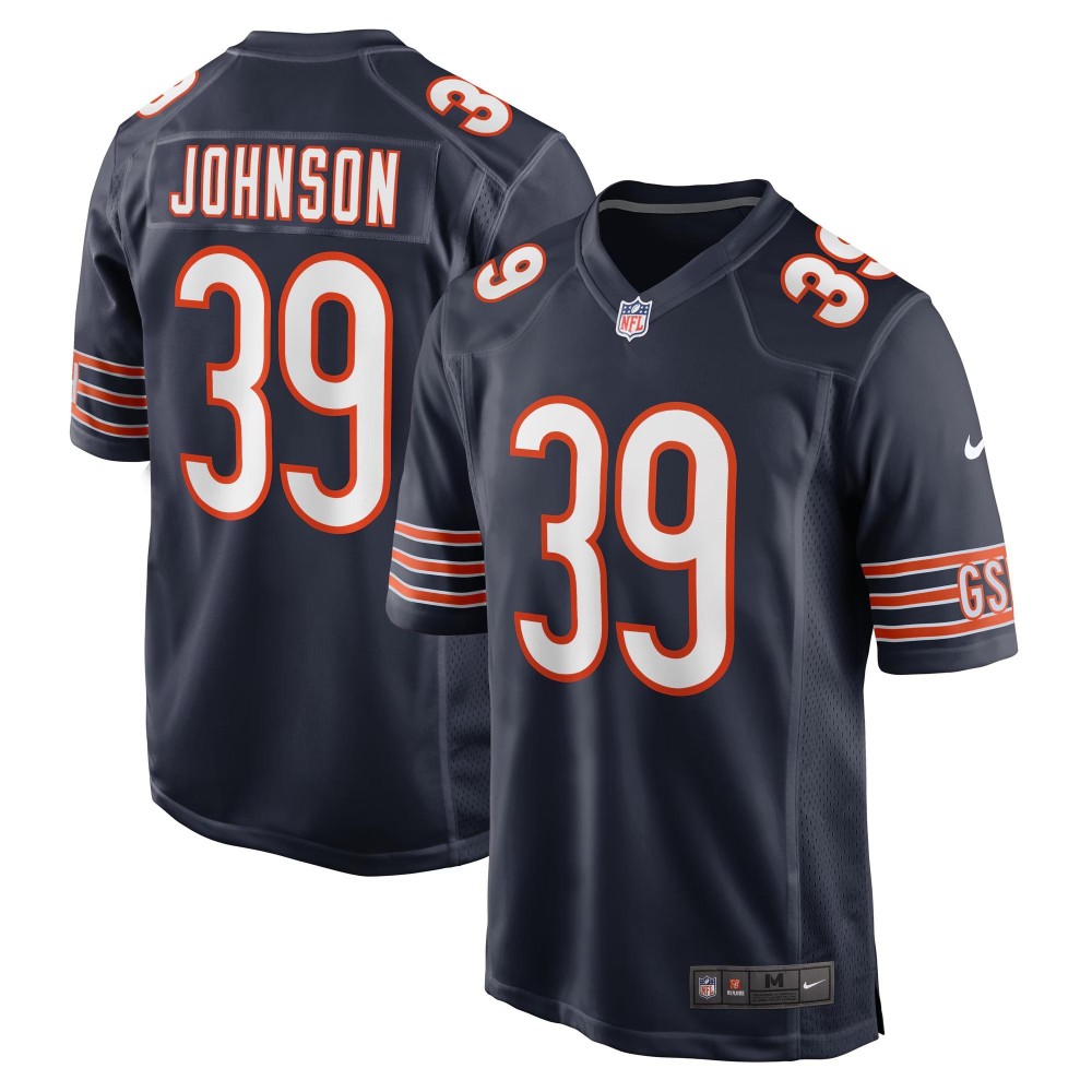 Men's Chicago Bears Quindell Johnson Number 39 Nike Navy Team Game Jersey