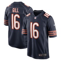 Men's Chicago Bears Trenton Gill Number 16 Nike Navy Game Player Jersey