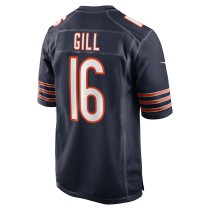 Men's Chicago Bears Trenton Gill Number 16 Nike Navy Game Player Jersey