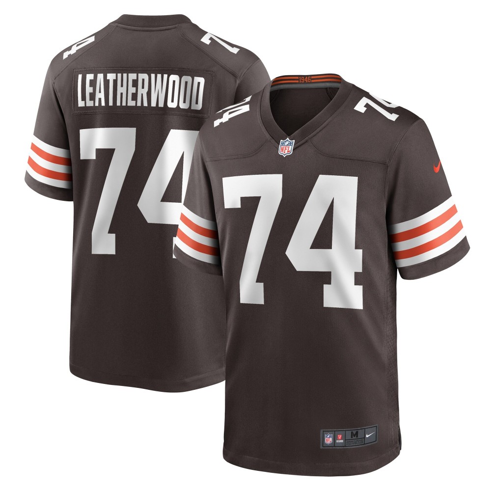 Men's Cleveland Browns Alex Leatherwood Number 74 Nike Brown Team Game Jersey