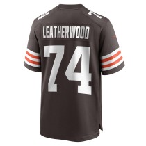 Men's Cleveland Browns Alex Leatherwood Number 74 Nike Brown Team Game Jersey