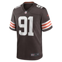 Men's Cleveland Browns Alex Wright Number 91 Nike Brown Team Game Jersey