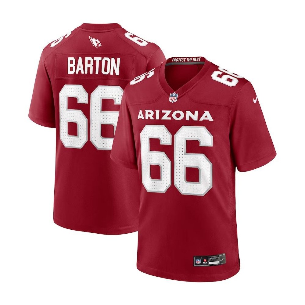 Men's Arizona Cardinals Jackson Barton Number 66 Nike Cardinal Team Game Jersey