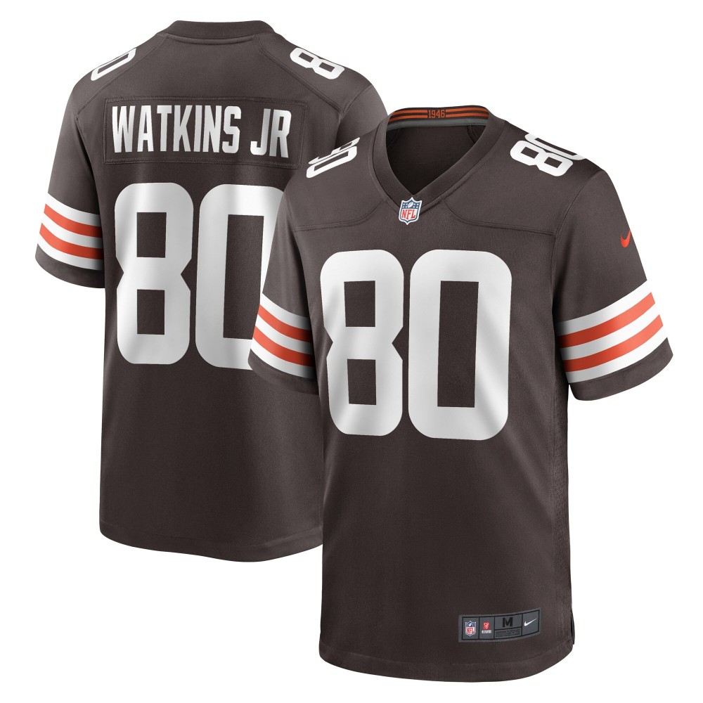 Men's Cleveland Browns Austin Watkins Jr. Number 80 Nike Brown Team Game Jersey