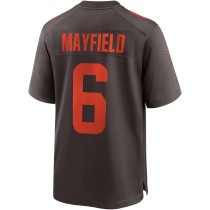 Men's Cleveland Browns Baker Mayfield Number 6 Nike Brown Alternate Game Jersey