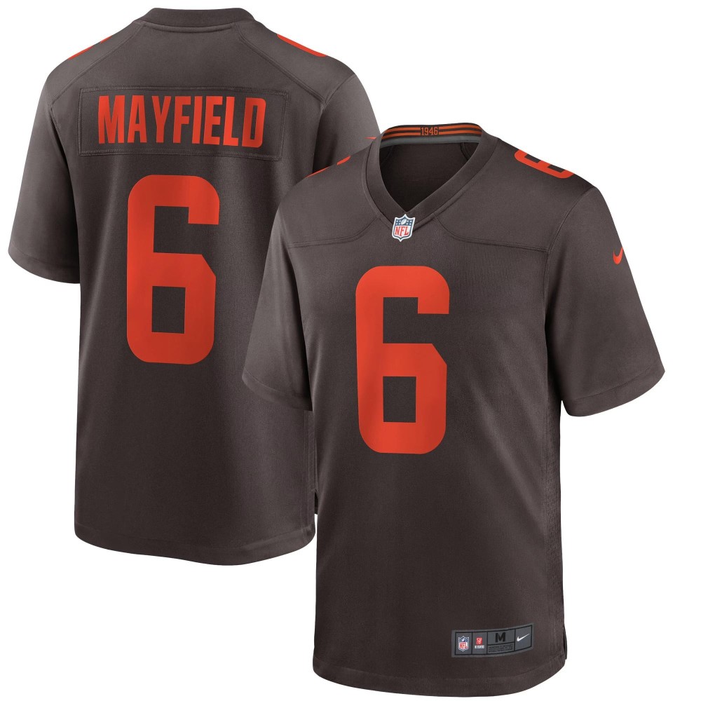 Men's Cleveland Browns Baker Mayfield Number 6 Nike Brown Alternate Game Jersey