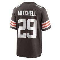 Men's Cleveland Browns Cameron Mitchell Number 29 Nike Brown Team Game Jersey