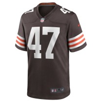 Men's Cleveland Browns Charley Hughlett Number 47 Nike Brown Game Jersey