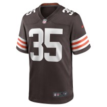 Men's Cleveland Browns Charlie Thomas Number 35 Nike Brown Team Game Jersey