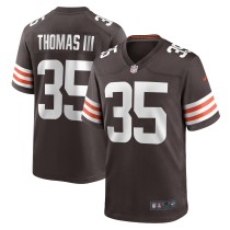 Men's Cleveland Browns Charlie Thomas Number 35 Nike Brown Team Game Jersey