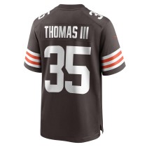 Men's Cleveland Browns Charlie Thomas Number 35 Nike Brown Team Game Jersey