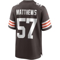 Men's Cleveland Browns Clay Matthews Number 57 Nike Brown Game Retired Player Jersey