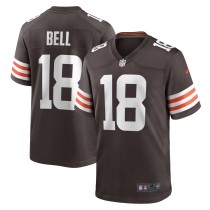 Men's Cleveland Browns David Bell Number 18 Nike Brown Game Jersey