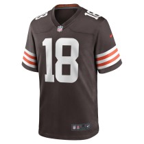 Men's Cleveland Browns David Bell Number 18 Nike Brown Game Jersey