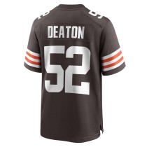 Men's Cleveland Browns Dawson Deaton Number 52 Nike Brown Game Player Jersey