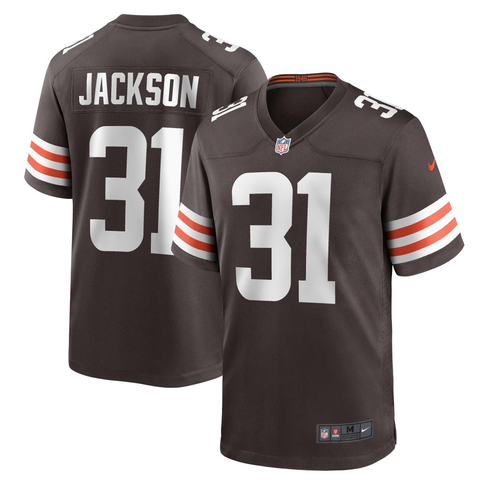 Men's Cleveland Browns Deon Jackson Number 31 Nike Brown Game Jersey