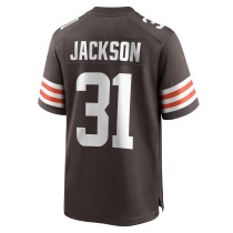 Men's Cleveland Browns Deon Jackson Number 31 Nike Brown Game Jersey