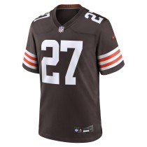 Men's Cleveland Browns D'Onta Foreman Number 27 Nike Brown Team Game Jersey