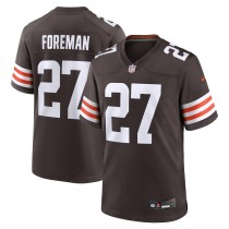 Men's Cleveland Browns D'Onta Foreman Number 27 Nike Brown Team Game Jersey