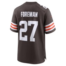 Men's Cleveland Browns D'Onta Foreman Number 27 Nike Brown Team Game Jersey