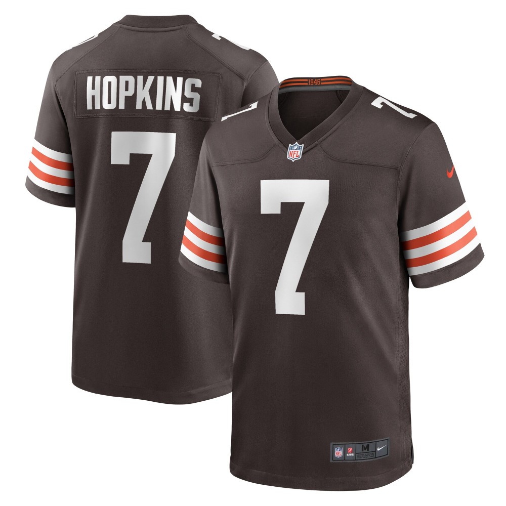 Men's Cleveland Browns Dustin Hopkins Number 7 Nike Brown Team Game Jersey