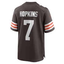 Men's Cleveland Browns Dustin Hopkins Number 7 Nike Brown Team Game Jersey