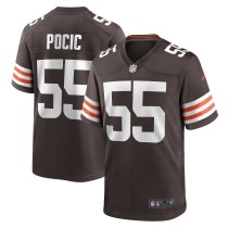 Men's Cleveland Browns Ethan Pocic Number 55 Nike Brown Game Jersey