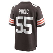 Men's Cleveland Browns Ethan Pocic Number 55 Nike Brown Game Jersey