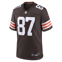 Men's Cleveland Browns Giovanni Ricci Number 87 Nike Brown Game Jersey