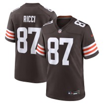 Men's Cleveland Browns Giovanni Ricci Number 87 Nike Brown Game Jersey