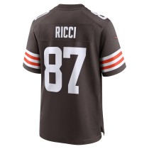 Men's Cleveland Browns Giovanni Ricci Number 87 Nike Brown Game Jersey