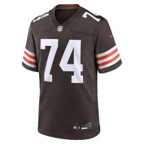 Men's Cleveland Browns Hakeem Adeniji Number 74 Nike Brown Game Jersey