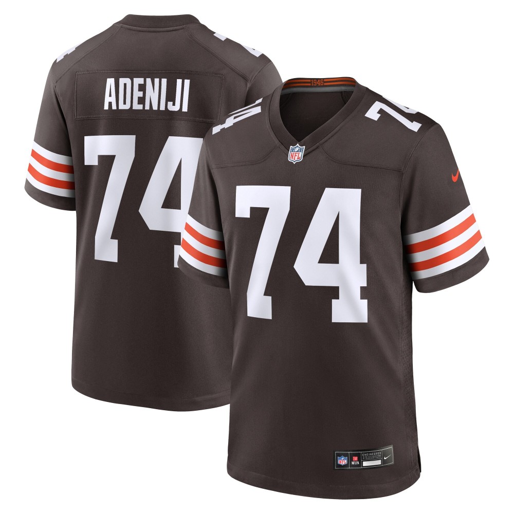 Men's Cleveland Browns Hakeem Adeniji Number 74 Nike Brown Game Jersey