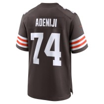 Men's Cleveland Browns Hakeem Adeniji Number 74 Nike Brown Game Jersey