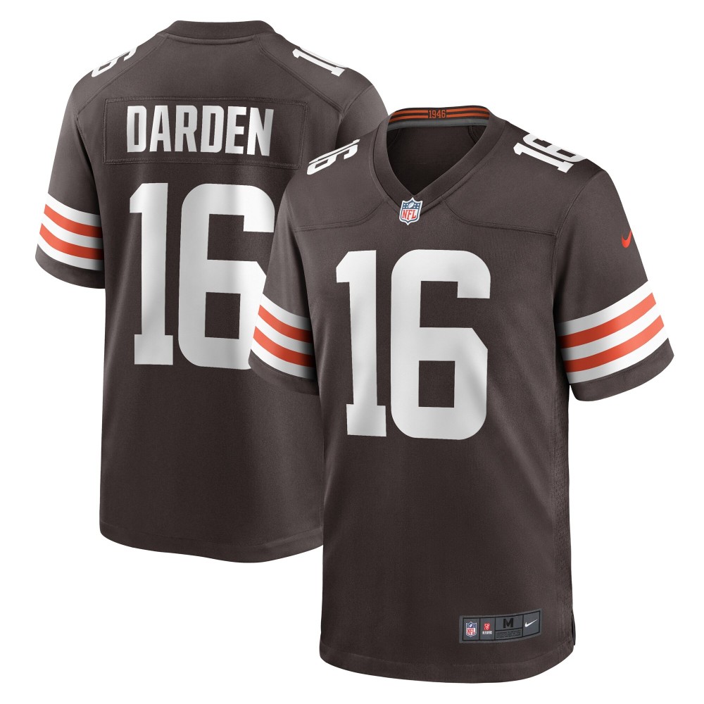 Men's Cleveland Browns Jaelon Darden Number 16 Nike Brown Team Game Jersey