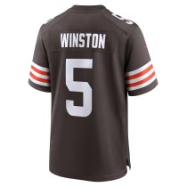 Men's Cleveland Browns Jameis Winston Number 5 Nike Brown Team Game Jersey