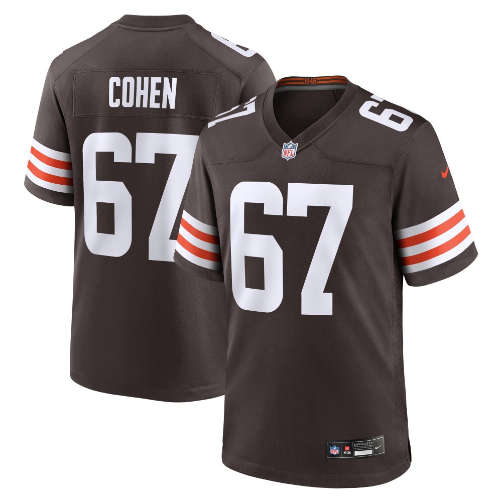 Men's Cleveland Browns Javion Cohen Number 67 Nike Brown Team Game Jersey