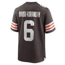 Men's Cleveland Browns Jeremiah Owusu-Koramoah Number 6 Nike Brown Team Game Jersey