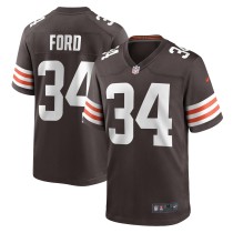 Men's Cleveland Browns Jerome Ford Number 34 Nike Brown Game Player Jersey